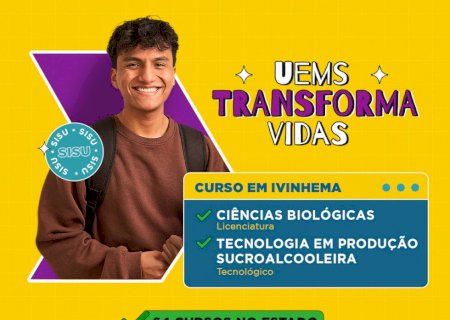 Com novo curso em Ivinhema, UEMS abre inscrições no Sisu 2023