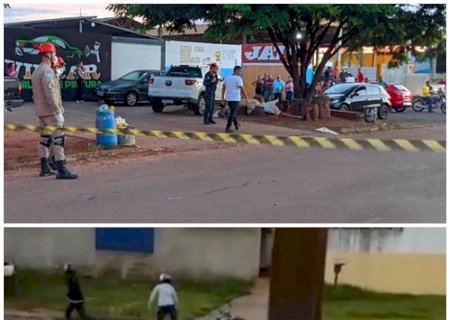 Moto estraga e obriga pistoleiros a fugirem correndo após homem ser executado.