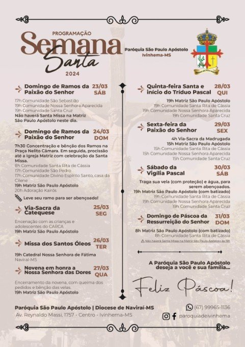 Ivinhema - Confira a programação da Semana Santa 2024