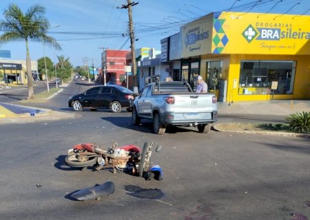 Ivinhema - Acidente entre moto e carro deixa uma vítima com varios ferimentos