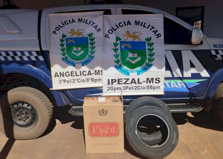 Angélica - Polícia Militar apreende 500  maços de cigarros e dois pneus contrabandeados em Ipezal