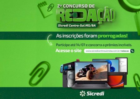 Concurso de Redação da Sicredi Centro-Sul MS/BA têm prazo de inscrições prorrogado