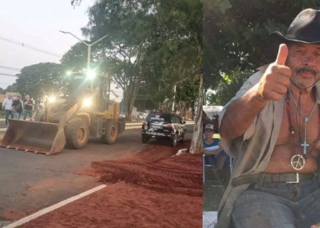 ‘Mané’ morre atropelado por pá carregadeira em obra de canteiro central