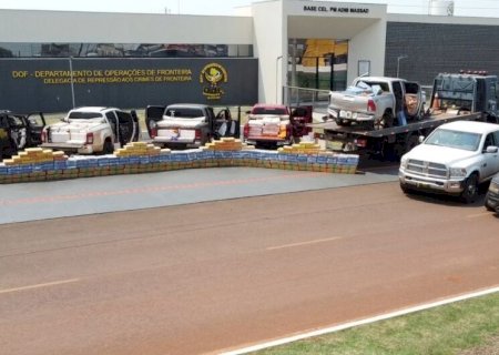 Operação em MS apreende 20t de maconha em comboio de caminhonetes e entreposto