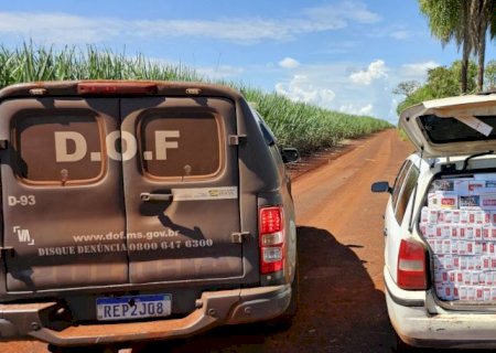 Veículo carregado com produtos ilegais é localizado em mata e apreendido pelo