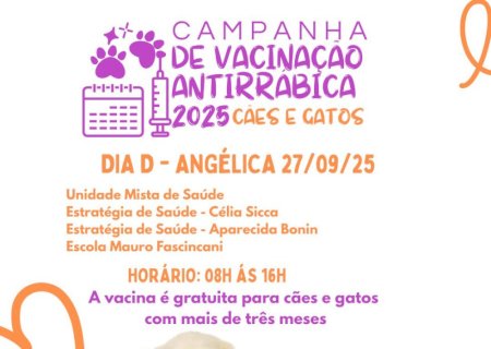 Campanha de Vacinação Antirrábica acontece neste sábado em Angélica