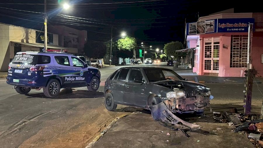 Autor de furto de VW Gol é detido após colidir com viatura durante fuga em Nova Andradina