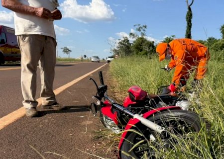 Motociclista fica ferido após acidente na MS-473 entre Nova Andradina e Taquarussu