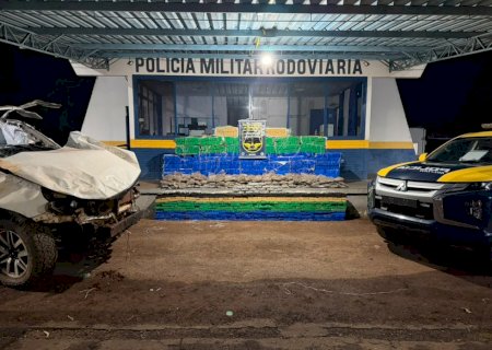 PMR apreende mais de 1,8 tonelada de drogas após capotamento na MS-289 e causa prejuízo de R$ 6,6 milhões ao crime
