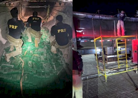 Fundo falso em carreta com carga de calcário escondiam 3,5 toneladas de drogas