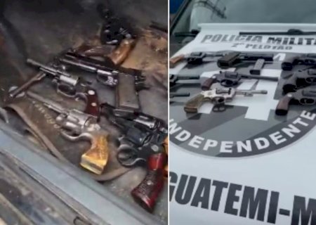 Arsenal de guerra com fuzil são encontrados escondidos sob assoalho de carro em MS